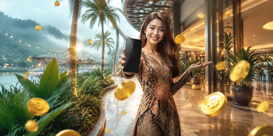 Pengguna Langkawi menggunakan aplikasi kasino dengan motif batik tempatan
